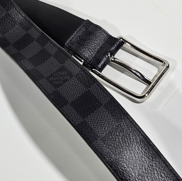 LOUIS VUITTON Sz 36 Belt M/L Sanctuary Force Damier Graphite Black Mens 32"-36". - Picture 10 of 16